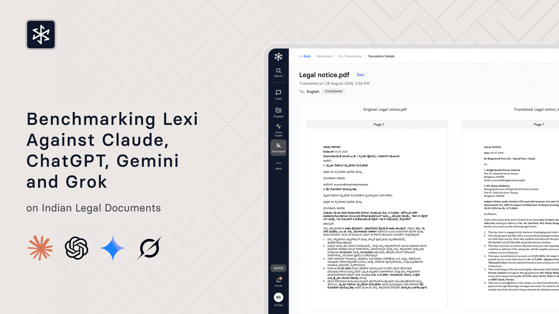 Benchmarking Lexi Against Claude, ChatGPT, Gemini and Grok on Indian Legal Documents